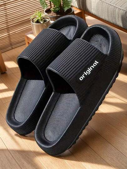 Four Seasons Women's Fashion Cool Slippers,EVA Material Open-Toe Soft Bottom Breathable Comfortable Home Slippers,Black Casual Daily Wear, Suitable For Walking At Home Or Outdoors, Essential Slippers For Daily Commuting