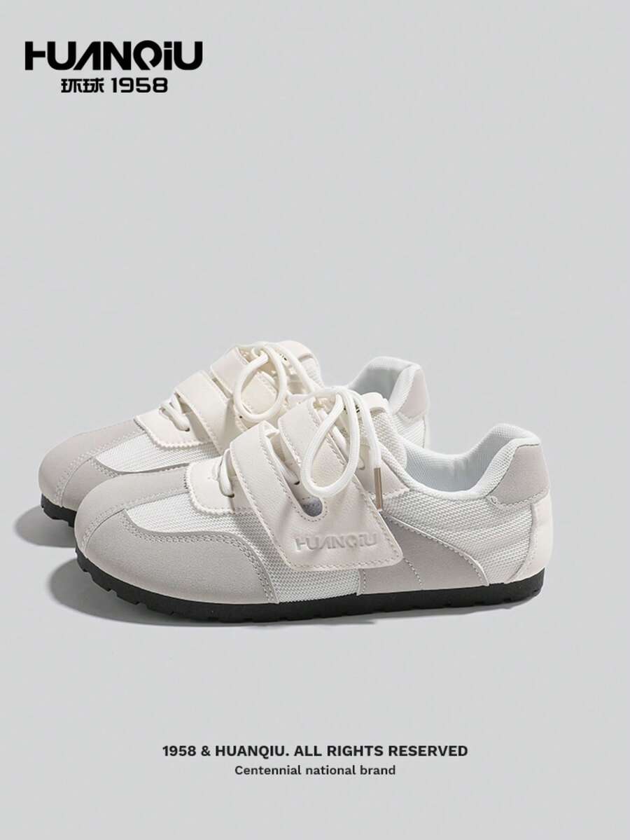 HUANQIU 女士复古网面透气休闲运动鞋，多功能运动鞋 - 米色 - 查看 1