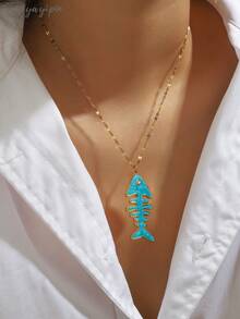 不锈钢鱼骨吊坠，适合女性日常海滩度假搭配，在欧美地区广受欢迎。 - 魚骨 - 查看 3