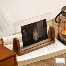 6/7/8 Inch U-Shaped Acrylic And Walnut Beech Wood Combination Photo Frame, Can Be Displayed Horizontally Or Vertically, Removable Wooden Photo Frame, Home Decoration Photo Frame, Wooden Photo Frame Gift; Photo Frame Suitable For Office Desktop, Bedroom, Study Desktop, Living Room And Other Scenes. - Multicolor - View 1