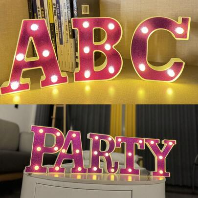 1pc Purple Illuminated 26 Letter Number Night Light, Suitable For Wedding, Birthday, Party, Celebration, Halloween, Christmas Or Home Decor, Valentine's Day, Holidays, Mother's Day