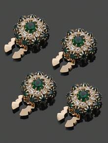 1/2/4 件 23 毫米女士水钻纽扣套、水晶纽扣套、可拆卸夹式纽扣套、服装用水晶花式纽扣、带钳子的纽扣按扣（适用于礼服衬衫配件）、铅色