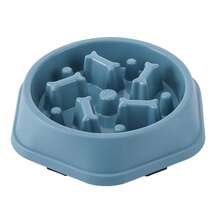 2PCS Small Dog & Cat Slow Feeder Bowl - Plastic Anti-Gulping Puzzle Design Pet Bowl - Xanh dương + Hồng - Xem 3