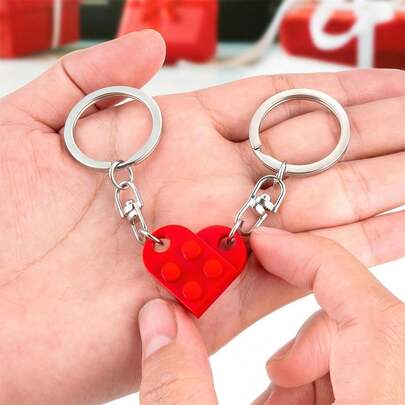 Couples Matching Stuff Gifts - Red Heart Keychain, Matching Couple Heart Keychains Decorations Christmas Valentines Day Gifts For Boyfriend Girlfriend