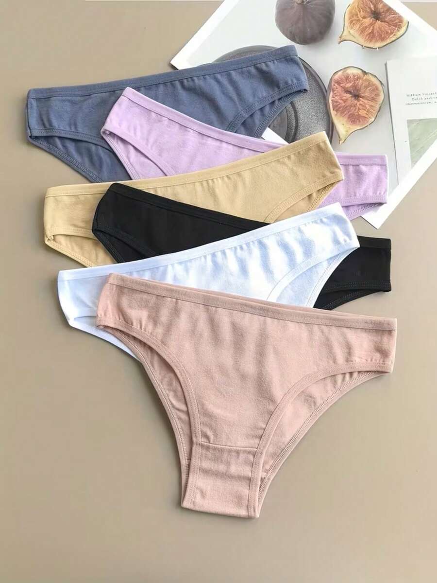 Kit 5 Plain Cotton Thong Comfort Panties - Multicolor - Ver 1