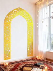 一套金色拱形墙饰，精美图案墙画，波西米亚风家居装饰，客厅/卧室/玄关墙面挂饰，现代风格装饰，装饰拱门墙面雕塑，吸睛墙面装饰，优雅几何图案墙画，多功能室内墙面装饰，时尚家居墙面装饰 - 彩色 - 查看 4
