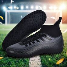 1双男女通用钉鞋/足球训练鞋，高帮户外团队运动鞋，适用于人造草坪、硬地、室内训练场，专业鞋钉，尺码齐全，PU皮革鞋面，防滑橡胶鞋底，轻便高性能防滑设计，专业足球鞋，厂家直销