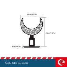 1pc Transparent Acrylic Desktop Decor With Star & Crescent Pattern, Featuring Arabic Calligraphy Hollow-Out Design, Ramadan Home Decoration, Perfect For Ramadan Family Gatherings, Festivals, Islamic Cultural Events, Gifts For Friends, Family, Arabic Culture Enthusiasts, Mosque Decor