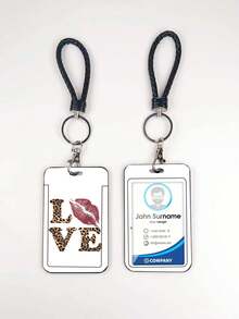 1pc ABS Black Rope Letter & Lip Print Keychain, Fashionable & Personalized, Bag Charm, Student Bus Protector - Multicolor - View 6