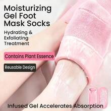 4件套女士保湿手足护理套装，包含：超柔软内衬乳霜SPA腿套、修复干燥皲裂足部保湿手足套（日常佩戴）、保湿凝胶足膜腿套、去角质修复腿套、滋养足膜凝胶腿套、四季保湿防皲裂袜套装、含精油的滋养手套 - 彩色 - 查看 10