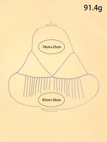 1件时尚水钻流苏项链身体链，性感简约设计，适合比基尼穿着 - 銀色 - 查看 3