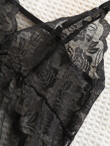 2件套情趣内衣性感火辣网纱透视可爱薄纱睡裙诱惑套装女士 - 黑色 - 查看 3