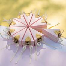 10/1 صندوق هدايا قابل للطي بشكل كعكة، صندوق تغليف هدايا، صندوق هدايا لأجواء الأعياد والحفلات، مناسب للمناسبات والأعياد والأعراس - وردي - مشاهدة 8