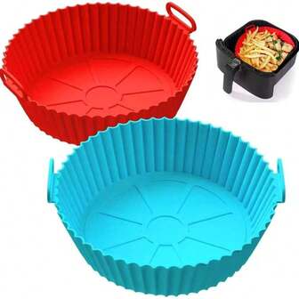 2 piezas/1 pieza Freidora de silicona, bandeja de hornear resistente al calor para el hogar, forro de silicona antiadherente circular para freidora de aire - Accesorio de cesta de alimentaria, cocción uniforme y fácil limpieza, apto para cocinas domésticas y restaurantes