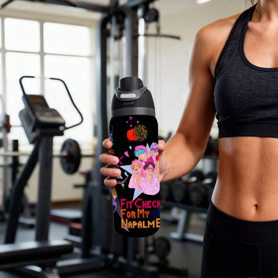 19oz Pop Halloween Hunters Insulated Stainless Steel Sports Water Bottle For Sports, Travel And Daily Use - 黑色 - 查看 1