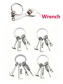 1pc Stainless Steel DIY Father's Day Keychain With Hammer, Screwdriver And Wrench Pattern, Great Gift For Dad, Men's Tool - Silver - View 3