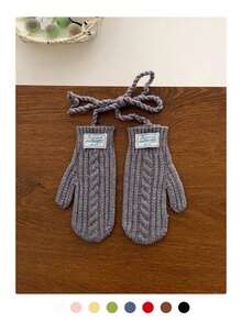 1双秋冬保暖可爱挂脖触屏针织手套，女士款，加厚保暖防风全指手套，适合骑行、骑车、学生等场合，新品上市 - Best wish掛脖全包手套 - 查看 17