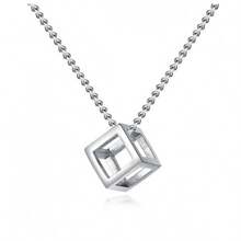 Western, Retro, Minimalist, Hollowed-Out, Pendant, Unisex, Necklace, Personalized, Square Magic Cube, Minimalist, 3D Accessories - Bạc - Xem 7