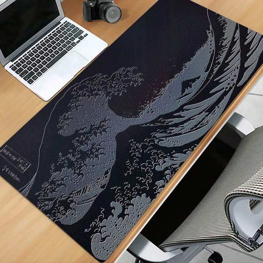 1 pieza Alfombrilla de ratón con diseño de ola japonesa, antideslizante para computadora portátil, computadora, juegos de oficina, accesorio de escritorio de PC mini - Multicolor - Ver 1