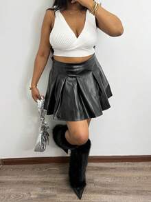 LovelyWholesale 大码女式可爱纯色百褶迷你时尚半身裙女式秋季服装