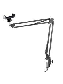 Adjustable Slouchy Arm Phone Holder, Foldable Metal Clamp Mount For Smartphone & Tablet, Bedside/Desk Stand Compatible With IPhone, Android Phone, Gift For Birthday, Family, Friends For Office, Dorm And Home Use Gifts Birthday Home Dorm Office 360 Degree Rotating Phone Stand Strong Load-Bearing - Black - View 9