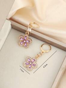 1 Đôi bông tai hình hoa màu tím đính đá lấp lánh, thiết kế thời trang, tinh tế, sang trọng, đa năng, phụ kiện ngày Valentine. - vàng - Xem 3