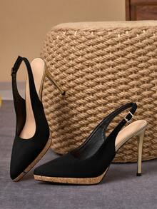 WHDXY Women's Black Open Toe High Heels, 10.5cm Gold Thin High Heel Design, Suitable For Evening Party Outfits - Black - View 6