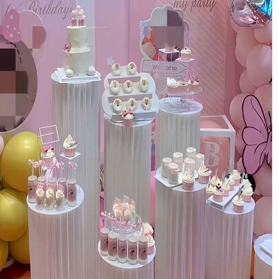 Folding Column-Style Pedestal Stand Set, Paper Board Base Support, Wedding Prop, Floor Display Stand, DIY Base Box With Round Top Foldable Paper Tube Column Base, Material: Paper, Load Capacity: 20kg