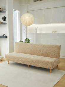 1pc Sofa Bed Cover, Jacquard High Elasticity Easy Installation, Multi-Size Fit, Suitable For All Seasons And Holidays, Anti-Pet Scratch, Anti-Dirty Jacquard Foldable Sofa Bed Cover, Home Decor For Living Room Sofa - Khaki - View 7