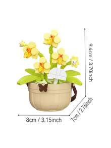 迷你花束盆景树玩具积木套装，DIY仿真植物系列积木玩具，玩具积木适用于家庭办公室装饰摆件，亚克力防尘罩积木，花束套装，适合成人、生日礼物、圣诞玩具、万圣节 - 彩色 - 查看 4