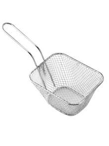 Mini Square Fry Baskets (1/3/5 Pieces Pack), Food Fry Baskets, French Fry Baskets, Food Serving Baskets. Ideal For Frying Chicken And French Fries In Kitchens, Cafes And Restaurants.,New Years Eve Party,Holiday - Silver - View 13