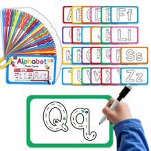 1 pieza Tarjetas de aprendizaje del alfabeto de 26 cartas con ilustraciones - Coloridas, adquisición de vocabulario y reconocimiento de objetos, material de papel duradero para jóvenes, perfecto para fines educativos, desarrollo de ortografía y vocabulario