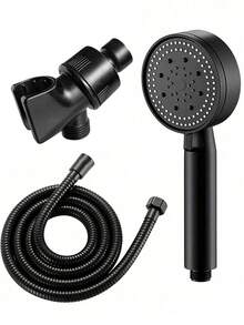 5-Setting High Pressure Water Saving Handheld Shower Head Set, Adjustable Black Rain Shower Head With 59-Inch Flexible Hose And Wall Mount Bracket, Modern Bohemian Style, Ideal For Home And Hotel Bathroom, Bathroom Upgrade, Luxury Bathing Experience, Perfect Gift And Bathroom Renovation - Multicolor - View 12