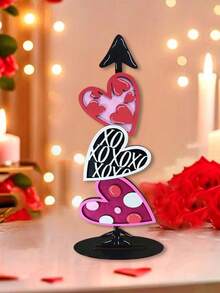 1 Piece Of 3D Wooden Valentine's Day Table Decoration - Wedding Table Heart Ornament - Valentine's Day Heart Ornament - Anniversary Heart Ornament - Valentine's Day Fireplace Mantel Decoration