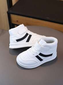 New Boys' Sports Shoes Running Shoes Girls' Casual Shoes Flat Shoes Baby Shoes Mid-Top Casual Shoes Simple Comfortable Non-Slip Sole Baby Shoes Toddler Shoes - Black and White - View 12