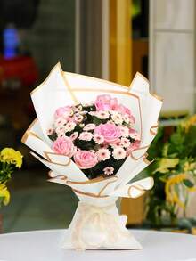10/20 bouquets Papier d'emballage - Convient pour l'emballage de bouquets DIY, papier d'emballage de fleurs imperméable, convient pour les mariages, les anniversaires et la fête des mères dans les fleuristes (blanc, 22,8 pouces x 22,8 pouces) - Multicolore - Voir 4