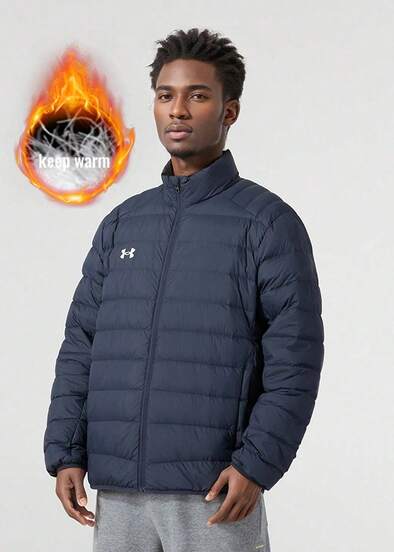 Under Armour 90 % dun lättviktsjacka, tunna ytterkläder för vardagsbruk, mjuk och bekväm kort sportjacka