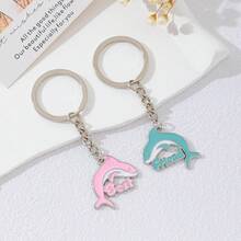 2 brelocuri cu delfini pentru cel mai bun prieten - brelocuri emailate cu animale oceanice, cadou de prietenie pentru fete/doamne, pandantive pentru breloc pentru cupluri roz și verde mentă - Multicolor - Vizualizare 7