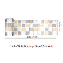 1 Roll Of 2-Meter-Long Self-Adhesive Waterproof PVC Wallpaper, Multi-Color Mosaic Squares For Free Cutting And Home Decoration. Ideal For Kitchen Applications And Interior Beautification In Living Rooms, Kitchens, Bedrooms, Bathrooms, Staircases, Accent Walls, Floors, Walls, And Holiday Backdrops - Multicolor - View 17