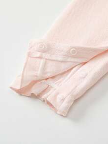 Baby Girl Patchwork Embroidery Ruffle Trim Snap Front Jumpsuit - Pink - View 7
