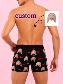 1pc Customized Photo Print Funny Novelty Men's Polyester Briefs, Suitable For Valentine's Day/Gag Gift Occasions - Multicolor - View 3