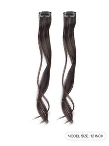 Long Side Bangs 2Pcs Set Wavy Curly Clip On Bangs For Women Wavy Curly Clip In Curtain Bangs - Multicolor - View 4