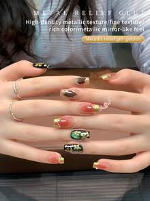 annies 5g Gold Metal Embossing Gel Free Of Cleaning Three-Dimensional Carved Modeling Nail Polish Gel Special For Metal Texture Nail Salons1pcs/2pcs - 彩色 - 查看 4