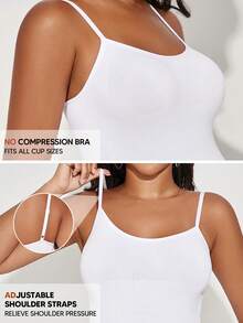 TAKUSUN 孕妇舒适修身可调节细肩带吊带背心 - 白色 - 查看 5