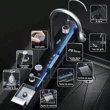 Fregadero de cocina Fregadero de cocina contemporáneo con caño en cascada Incluye grifo mezclador de triple función, grifo de agua filtrada, pantalla LED, dispensador de jabón, lavavajillas y controles tipo piano. Satisface todas las necesidades del hogar. Un fregadero de cocina contemporáneo esencial, que combina a la perfección la funcionalidad práctica con un diseño elegante. (75 cm x 45 cm x 21 cm) - 75*45*21 cm - Ver 3