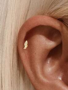 1Pc 925 Sterling Silver Elegant And Stylish Bow Cubic Zirconia Stud Earring Flat Back Cartilage Helix Piercing Fine Jewelry Suitable For Women'S Daily Wear Parties, And Wedding Occasions - Gold - View 9