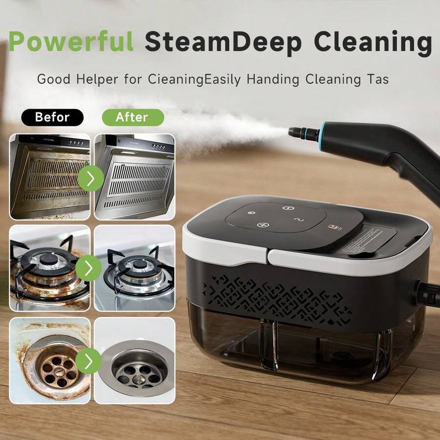 HONGMEI Portable Handheld Steam Cleaner With Brush Head, High-Pressure Steam Cleaner Suitable For Kitchen And Bathroom - Black and White - View 1