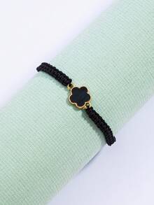 Un brazalete de trébol de cinco hojas elegante y sencillo para parejas, accesorio de pulsera tejido a mano - Flor de cinco pétalos - Ver 8