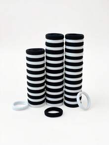 50/100/200/300/400/500条装女士黑白弹力柔软发圈套装，时尚优雅，简约可爱，适合休闲和运动场合，女士发饰，送礼佳品，马尾辫，发圈，橡皮筋，发绳，弹力发带，头饰弹力发圈 - 彩色 - 查看 3