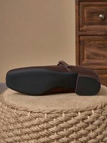 Giày cao gót đế vuông Mary Jane màu cà phê, cao 3cm, phù hợp đi làm, thường ngày, những dịp trang trọng, màu đen cổ điển, màu kaki, giày lười thoải mái thời trang - màu nâu - Xem 7